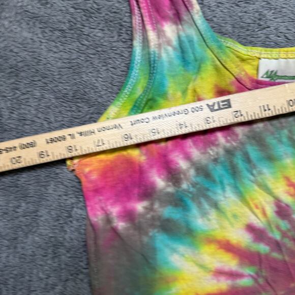 Vintage Tie Dye 90s Tank Shirt Womens S Oversized Rainbow Psychedelic Distressed - Picture 8 of 10